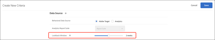 Lookback Window slider