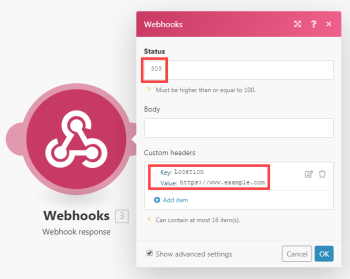 Webhook response