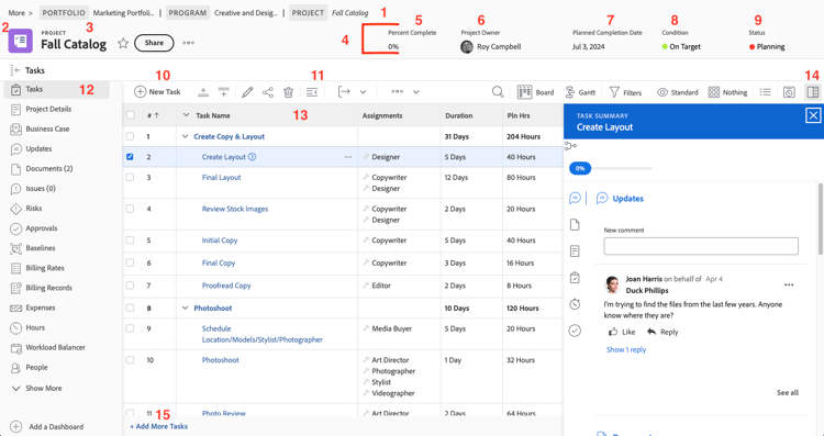 Screenshot of project page