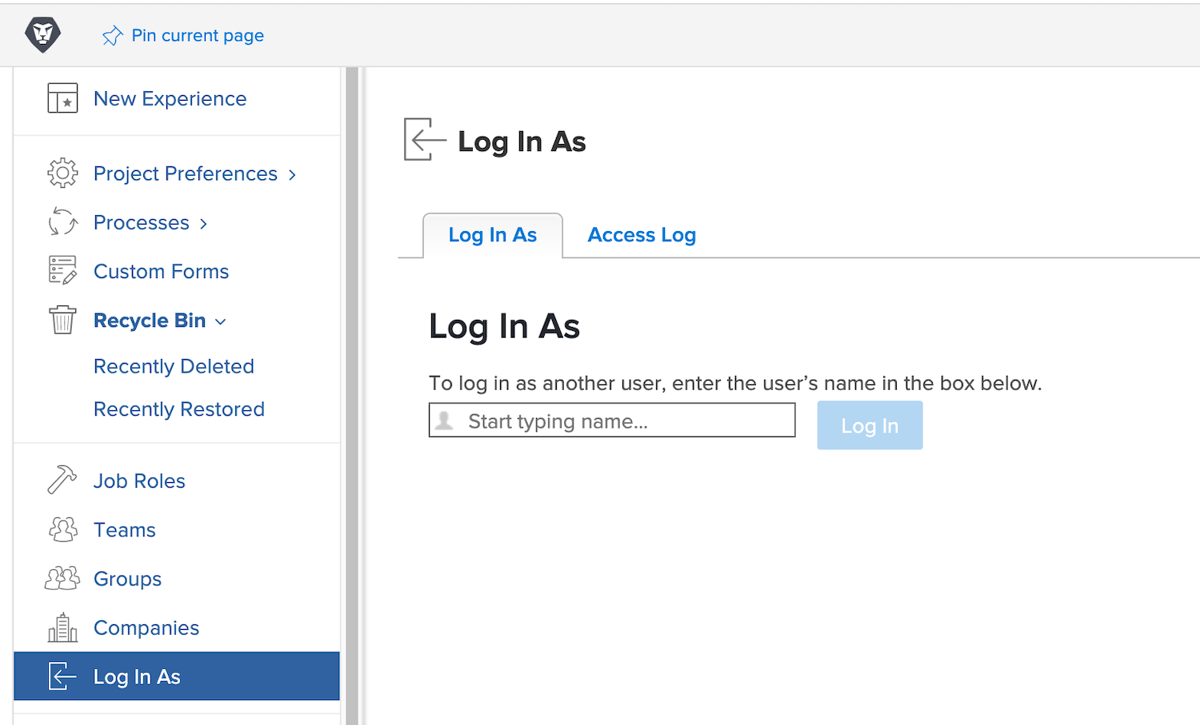 Log In as another user | Adobe Workfront