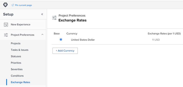 An image of selecting exchange rates