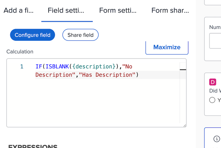 Expressions with spacing between fields