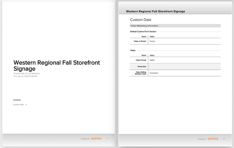 Sample of exported custom form