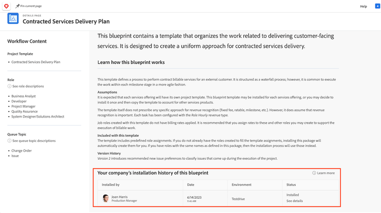 Details about the use of a blueprint