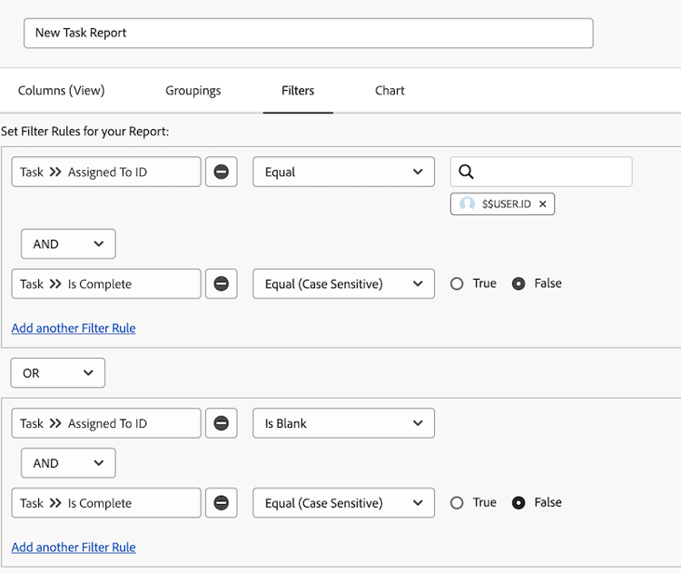 An image of a properly created OR statement in Workfront