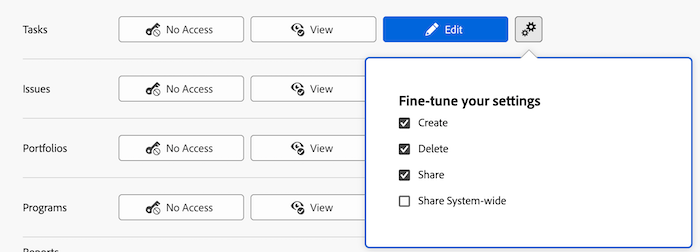 fine tune task settings