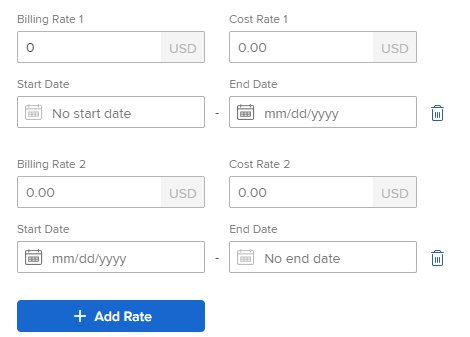 User cost and billing rates