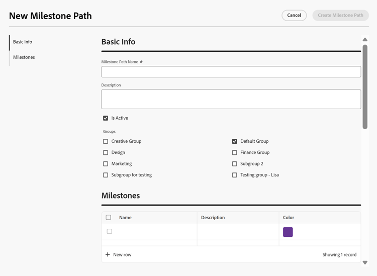 New milestone path box