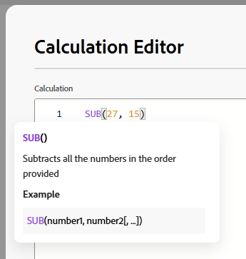 Expression help text