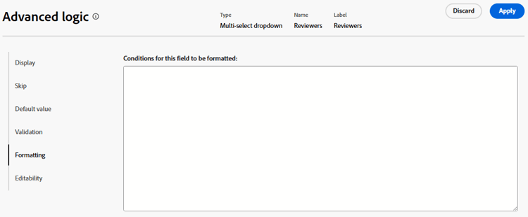 Formatting logic builder