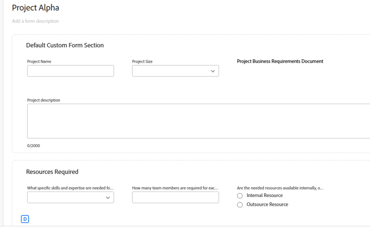 Form section displayed for role