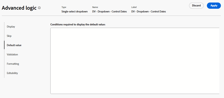 Default value logic builder