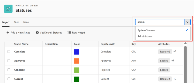 System statuses for group