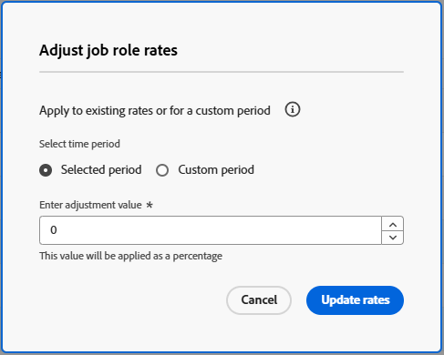 Adjust job role rates box