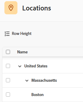 Locations and sub-locations
