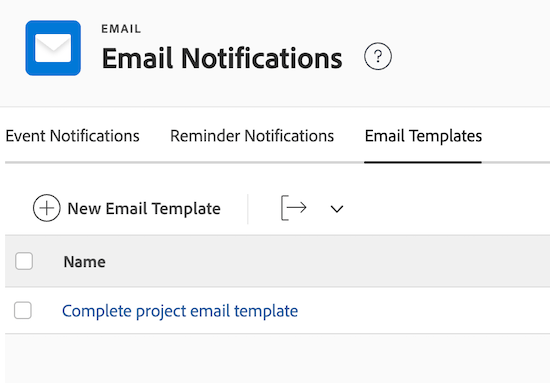 Email templates tab