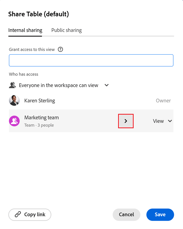 Share view with team