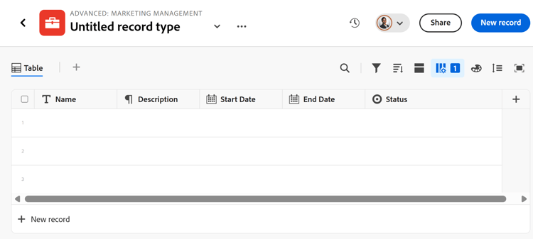 Operational record type blank