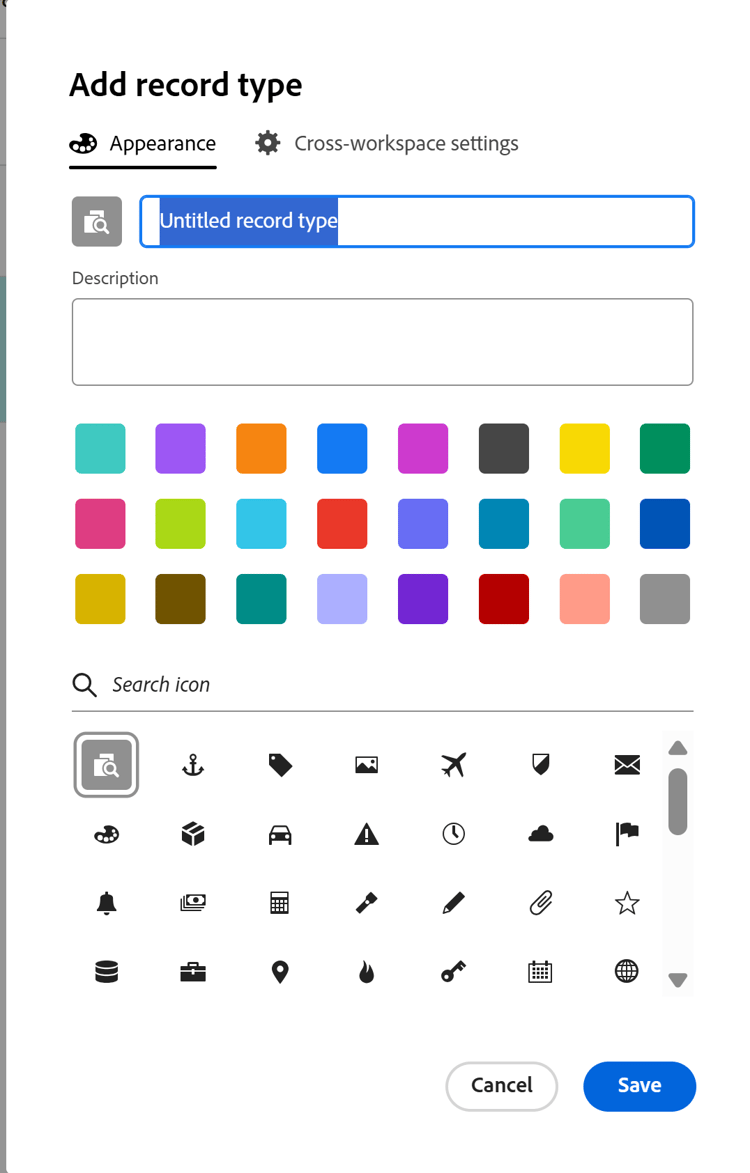 Add record type box with appearance options