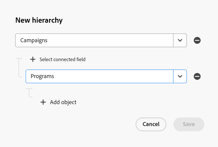 New hierarchy box without field selected