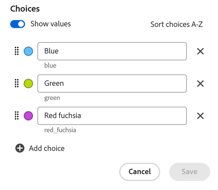 Show value toggle
