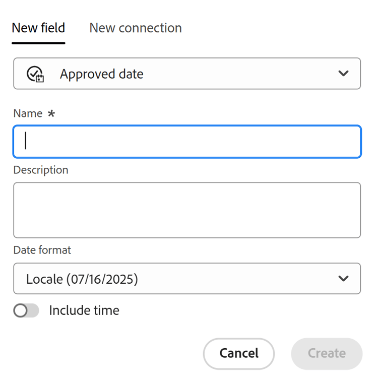 Approved date field type