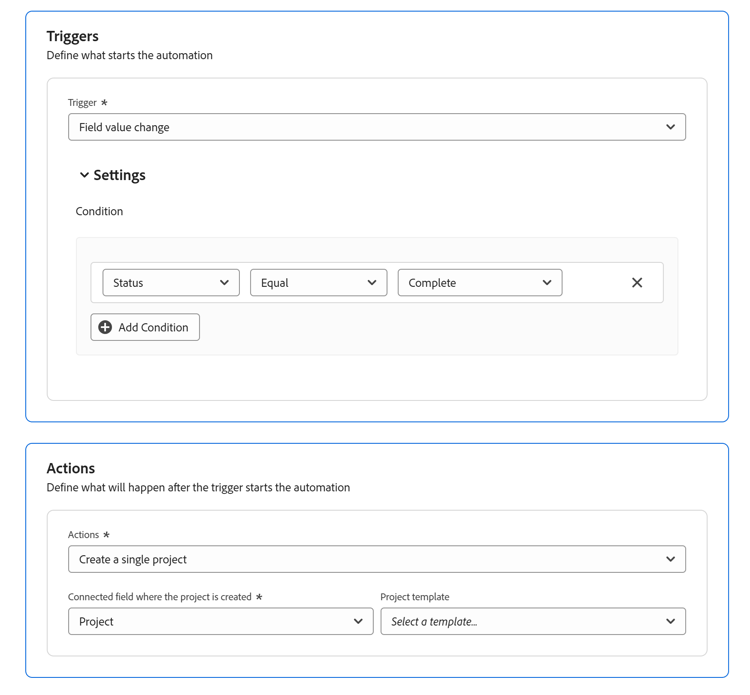 Field value change trigger selected
