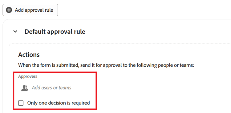 Default approval rule area