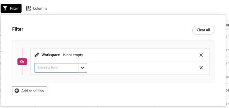 Editing filters in the Planning requests tab