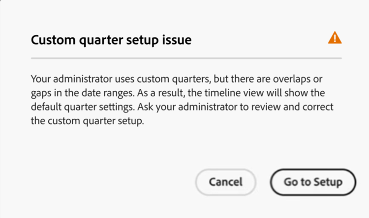 Custom quarters notification missing or gaps between quarters