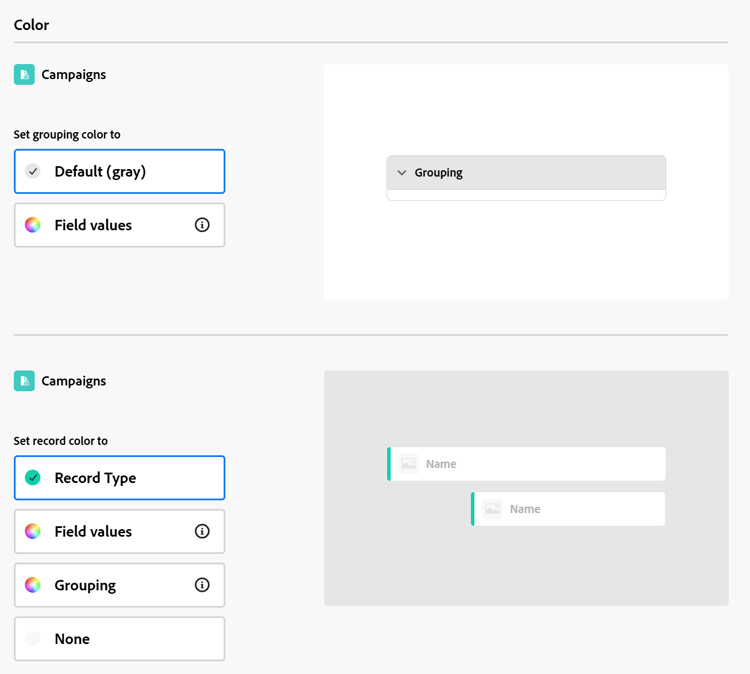 Color tab timeline view