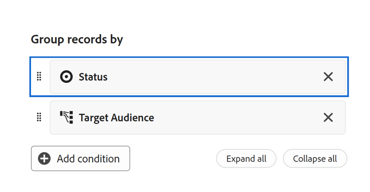 Grouping UI table view with linked fields