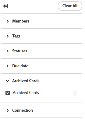 Filter archived cards