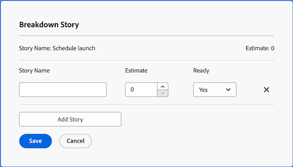 Breakdown Story dialog