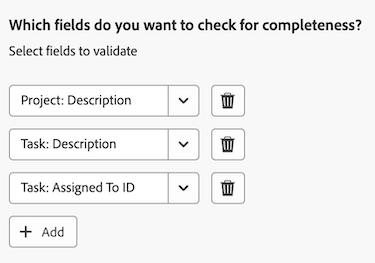 Project completeness fields