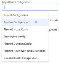 Project Health configuration field