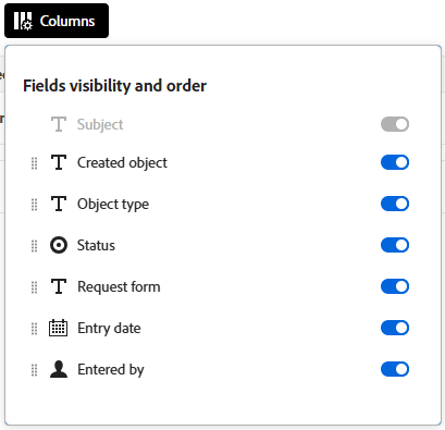 Display columns example