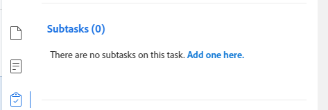 Subtasks section in Summary panel