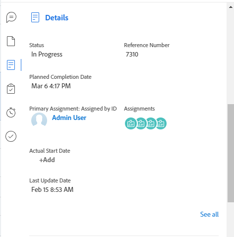 Details section in Summary panel