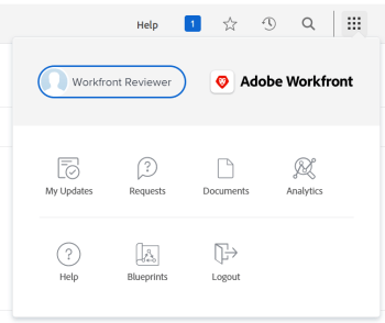 Understand the navigation for a Review-license user | Adobe Workfront