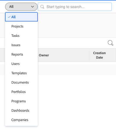 Search by object type