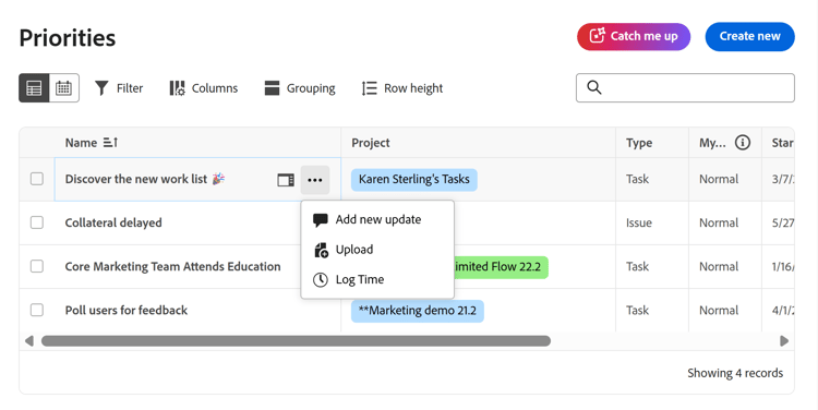 Update, log time, and upload