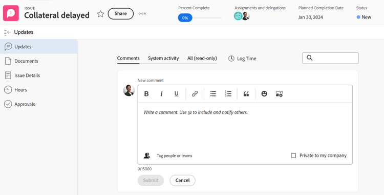 Updates section