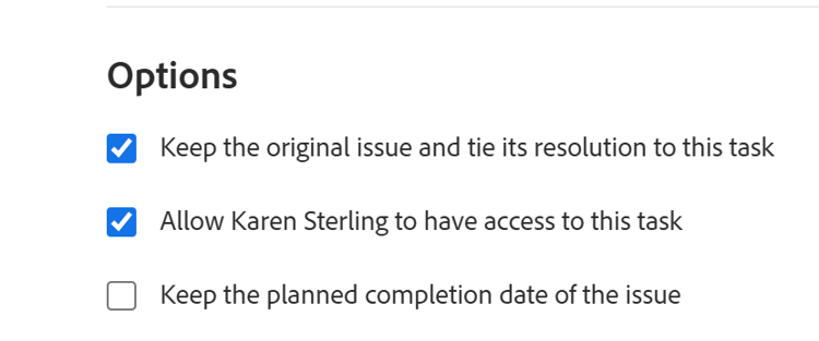 Option to keep issue