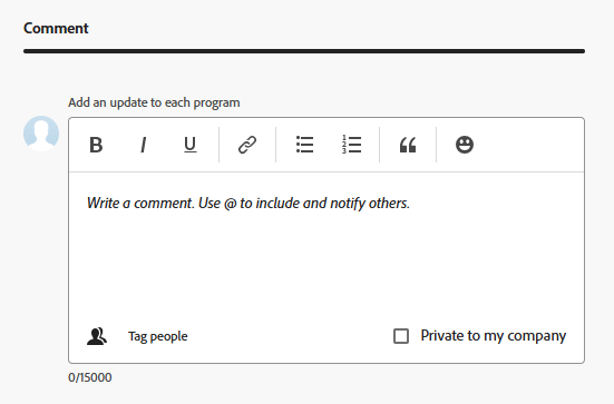Comment box in Edit Program box
