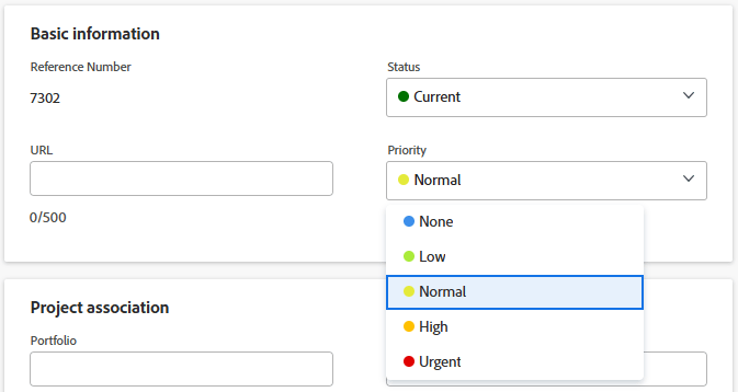 Priority list on a project