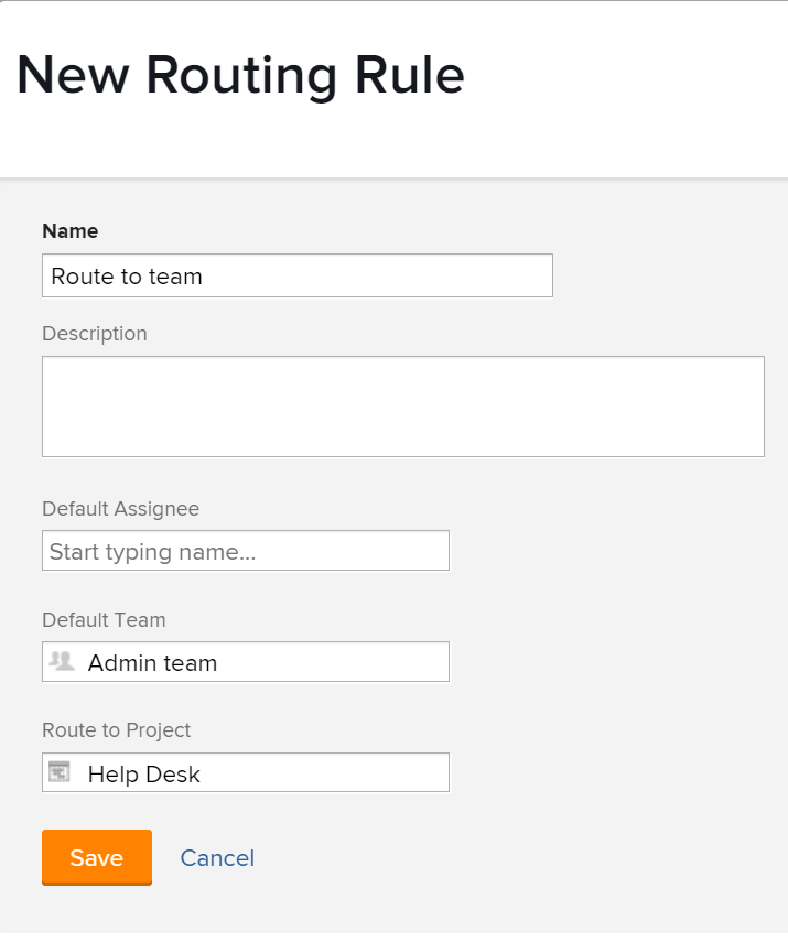 New Routing Rule box
