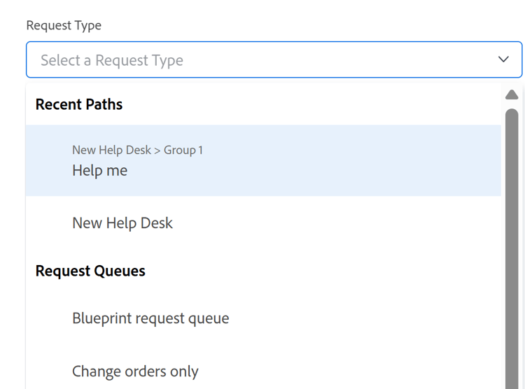 List of recent paths and request queues when entering a new request