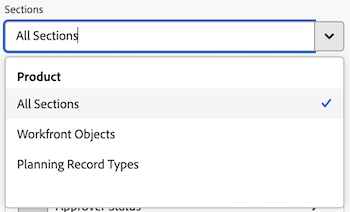 Sections drop-down