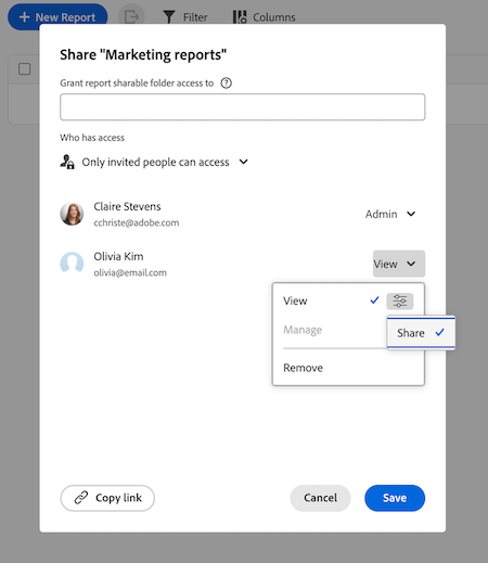 share a folder and fine-tune access